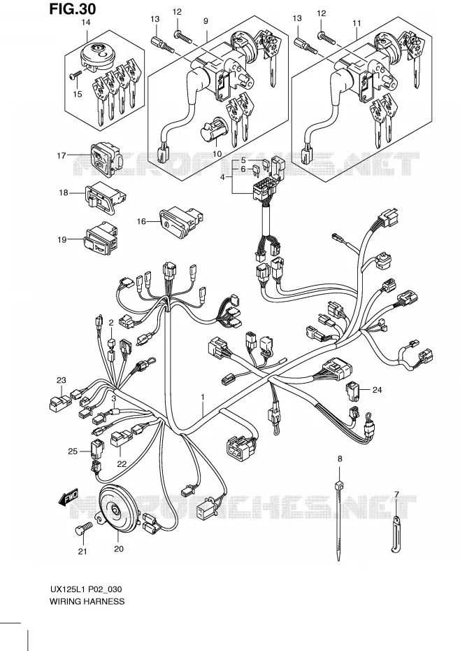 WIRING HARNESS Suzuki SCOOTER 125 SIXTEEN 2011  UX125L1(P02)