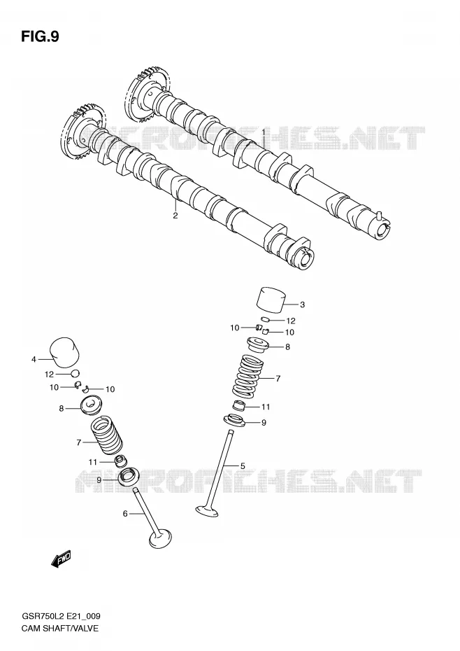 CAM SHAFT/VALVE Suzuki MOTO 750 GSR 2012  GSR750AL2(E21)