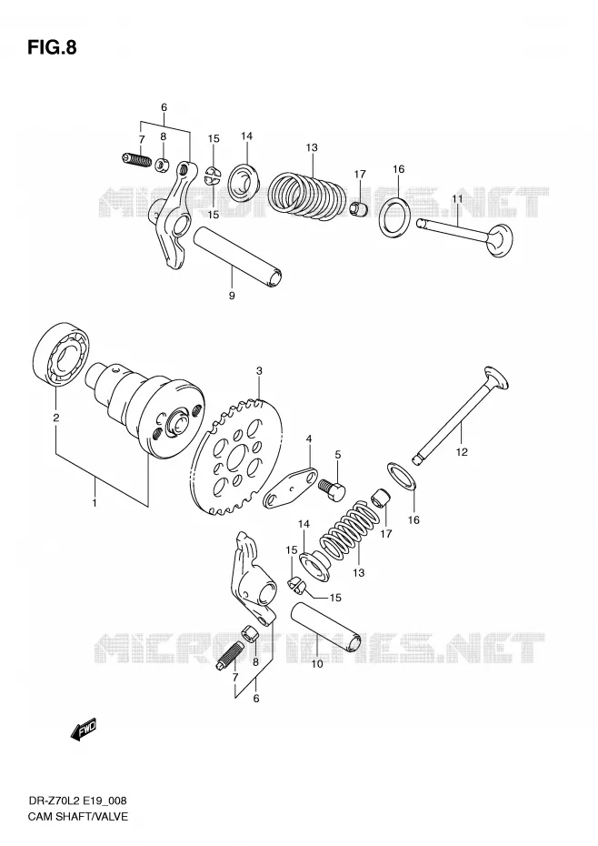 CAMSHAFT - VALVES Suzuki MOTO 70 DR-Z 2012  DR-Z70L2(E19)