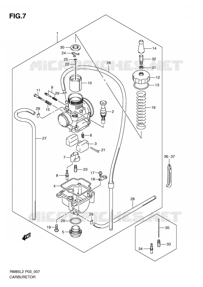 CARBURETOR Suzuki MOTO 85 RM 2012  RM85LL2(P03)