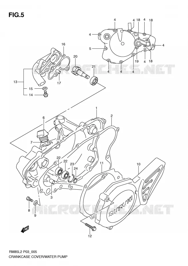 CRANKCASE COVER- WATER PUMP Suzuki MOTO 85 RM 2012  RM85LL2(P03)
