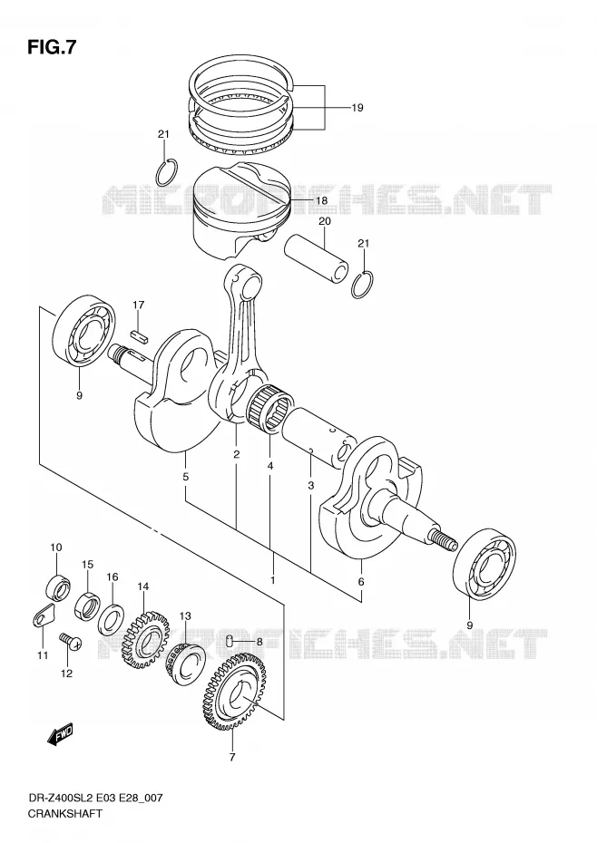 CRANKSHAFT Suzuki MOTO 400 DR-Z 2012  DR-Z400SL2(E03)