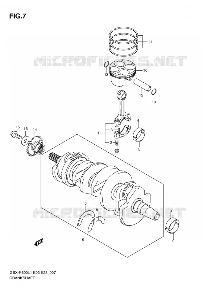 CRANKSHAFT Suzuki MOTO 600 GSX-R 2011  GSX-R600L1(E3)