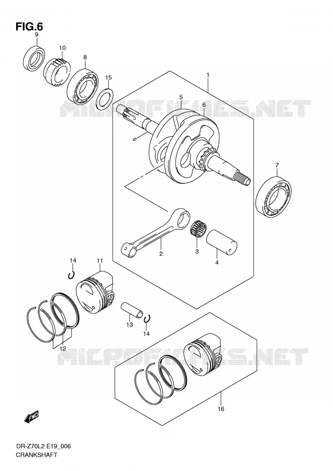 CRANKSHAFT Suzuki MOTO 70 DR-Z 2012  DR-Z70L2(E19)
