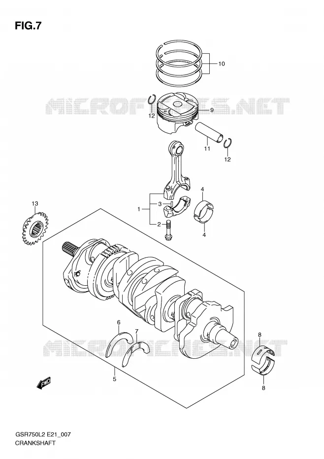 CRANKSHAFT Suzuki MOTO 750 GSR 2012  GSR750AL2(E21)