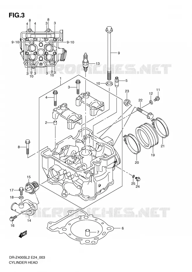 CYLINDER HEAD Suzuki MOTO 400 DR-Z 2012  DR-Z400SL2(E24)