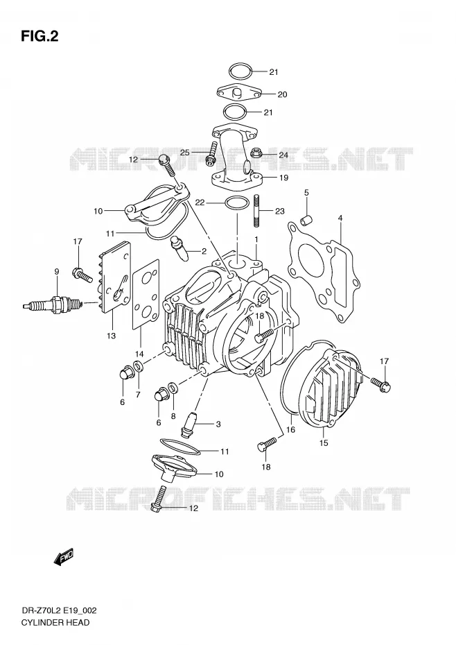 CYLINDER HEAD Suzuki MOTO 70 DR-Z 2012  DR-Z70L2(E19)