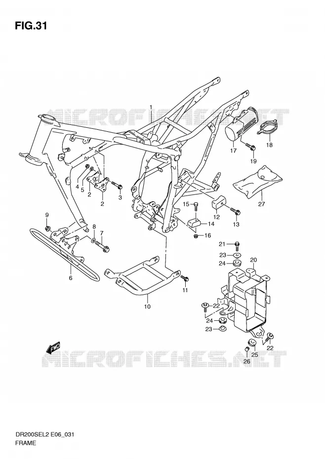 FRAME (DR200SEL2 E06) Suzuki MOTO 200 DR 2012  DR200SEL2(E06)