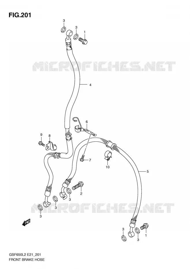 FRONT BRAKE HOSE (GSF650SL2 E21) Suzuki MOTO 650 BANDIT 2012  GSF650SAL2(E21)