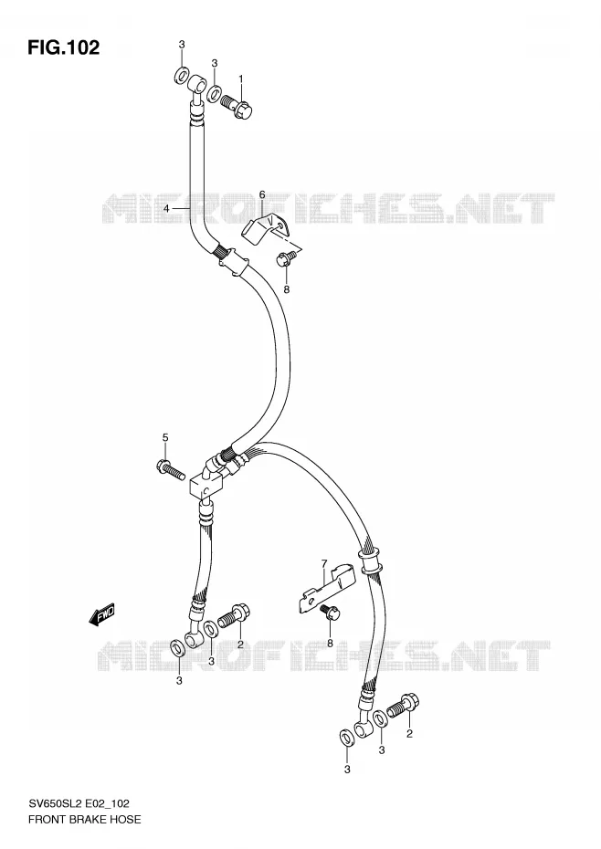 FRONT BRAKE HOSE (SV650SL2 E2) Suzuki MOTO 650 SV 2012  SV650SL2(E02)