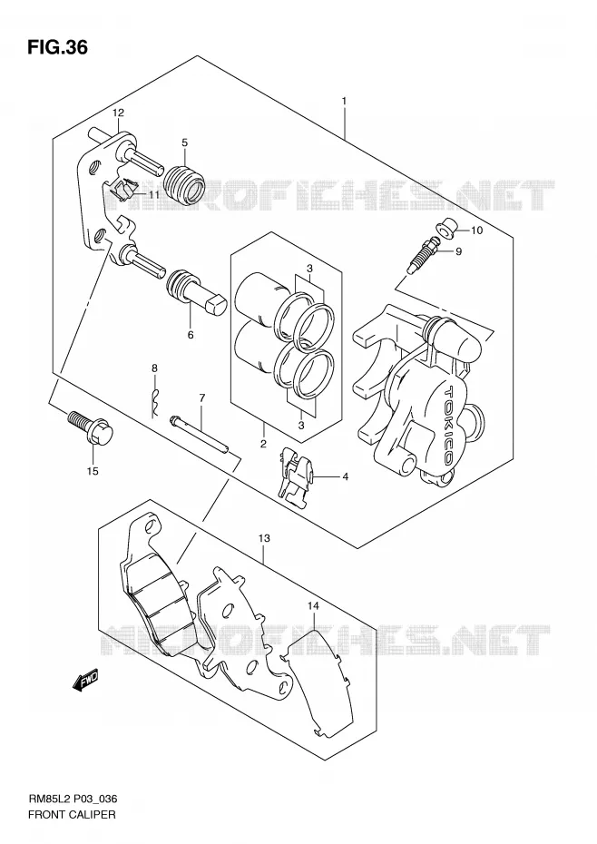 FRONT CALIPER Suzuki MOTO 85 RM 2012  RM85L2(P03)