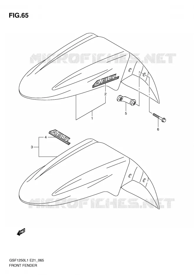 FRONT FENDER (GSF1250AL1 E24) Suzuki MOTO 1250 BANDIT 2011  GSF1250AL1(E21)