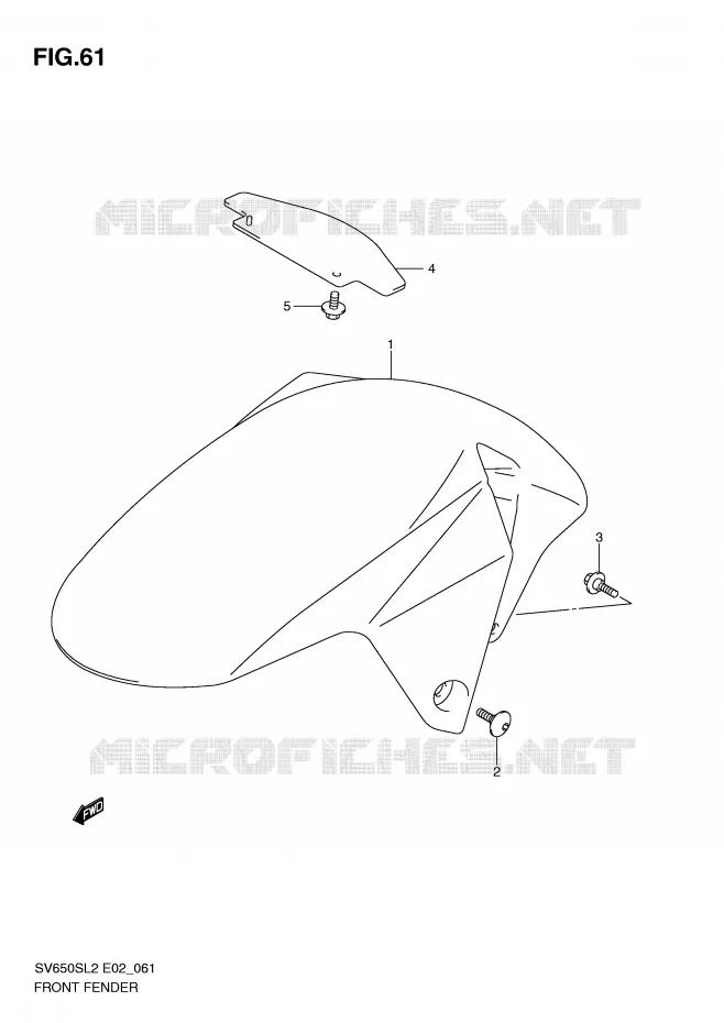FRONT FENDER (SV650SL2 E2) Suzuki MOTO 650 SV 2012  SV650SUL2(E02)