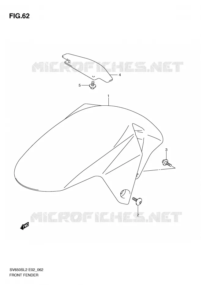 FRONT FENDER (SV650SL2 E24) Suzuki MOTO 650 SV 2012  SV650SUL2(E02)