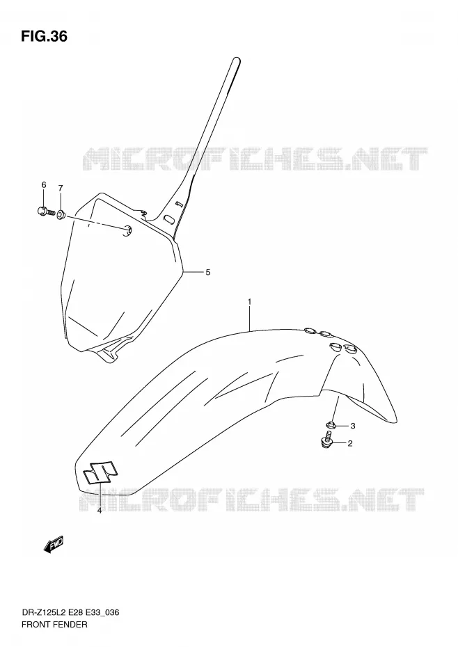 FRONT FENDER Suzuki MOTO 125 DR-Z 2012  DR-Z125LL2(E28)
