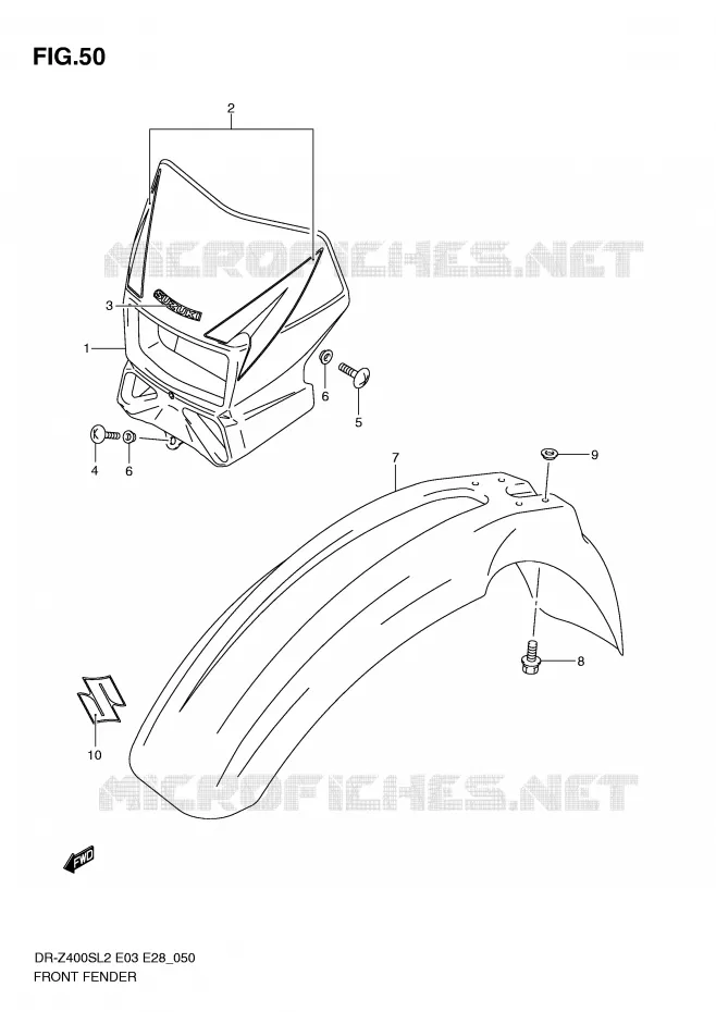 FRONT FENDER Suzuki MOTO 400 DR-Z 2012  DR-Z400SL2(E03)