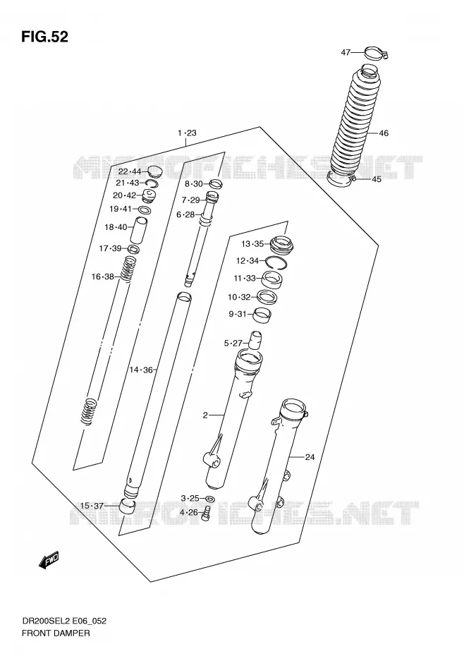FRONT FORK Suzuki MOTO 200 DR 2012  DR200SEL2(E06)