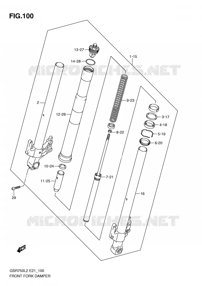 FRONT FORK Suzuki MOTO 750 GSR 2012  GSR750AL2(E21)