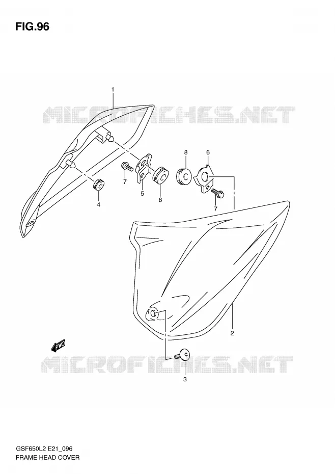 FRONT FRAME COVER (GSF650UL2 E21) Suzuki MOTO 650 BANDIT 2012  GSF650SAL2(E21)