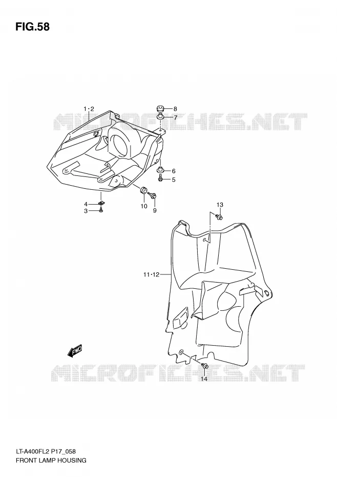 FRONT LAMP HOUSING Suzuki QUAD 400 KINGQUAD 2012  LT-F400FZL2(P17)