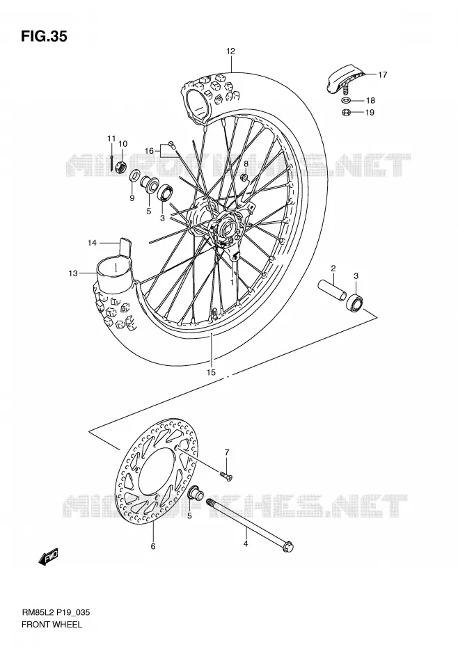 FRONT WHEEL (RM85LL2 P19) Suzuki MOTO 85 RM 2012  RM85L2(P19)