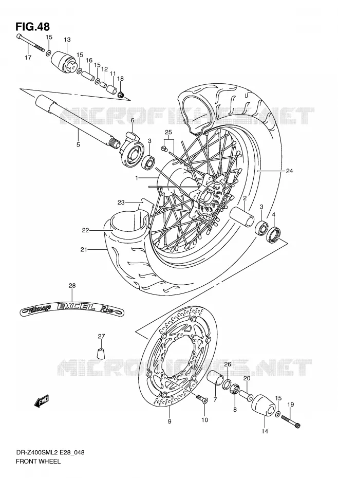 FRONT WHEEL Suzuki MOTO 400 DR-Z 2012  DR-Z400SML2(E28)