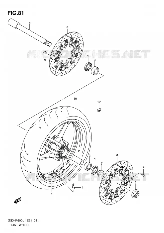 FRONT WHEEL Suzuki MOTO 600 GSX-R 2011  GSX-R600UEL1(E21)