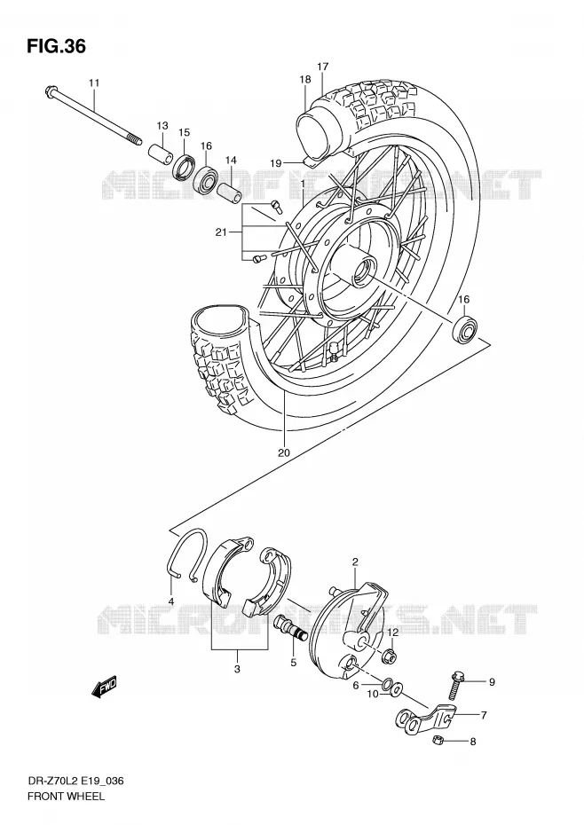 FRONT WHEEL Suzuki MOTO 70 DR-Z 2012  DR-Z70L2(E19)