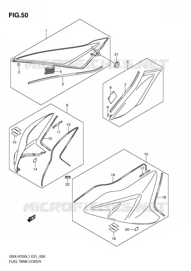 FUEL TANK COVER Suzuki MOTO 750 GSX-R 2011  GSX-R750L1(E21)