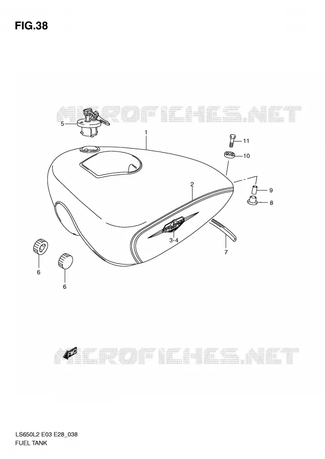 FUEL TANK (LS650L2 E28) Suzuki MOTO 650 BOULEVARD 2012  LS650L2(E03)