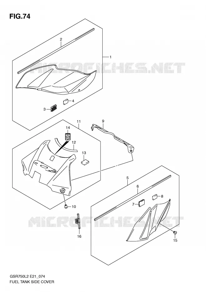 FUEL TANK SIDE COVER Suzuki MOTO 750 GSR 2012  GSR750AL2(E21)