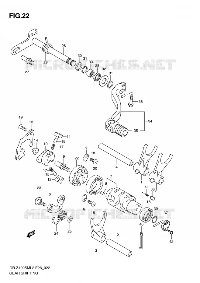 GEAR SHIFTING ASSY Suzuki MOTO 400 DR-Z 2012  DR-Z400SML2(E28)