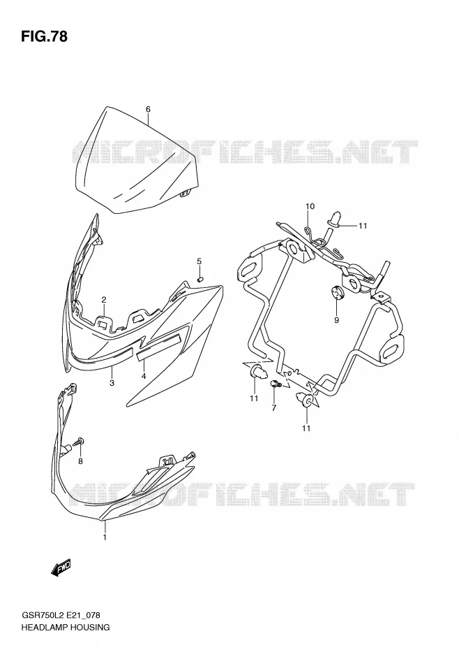 HEADLAMP HOUSING Suzuki MOTO 750 GSR 2012  GSR750AL2(E21)
