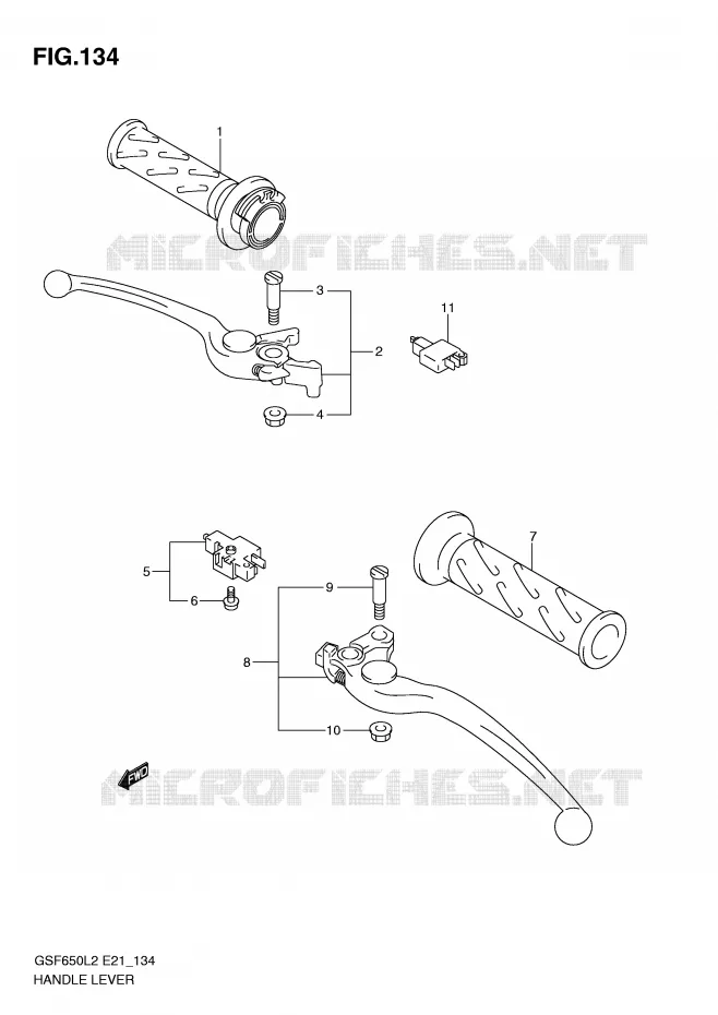 LEVERS - HANDGRIPS (GSF650SUAL2 E21) Suzuki MOTO 650 BANDIT 2015  GSF650SAL2(E21)