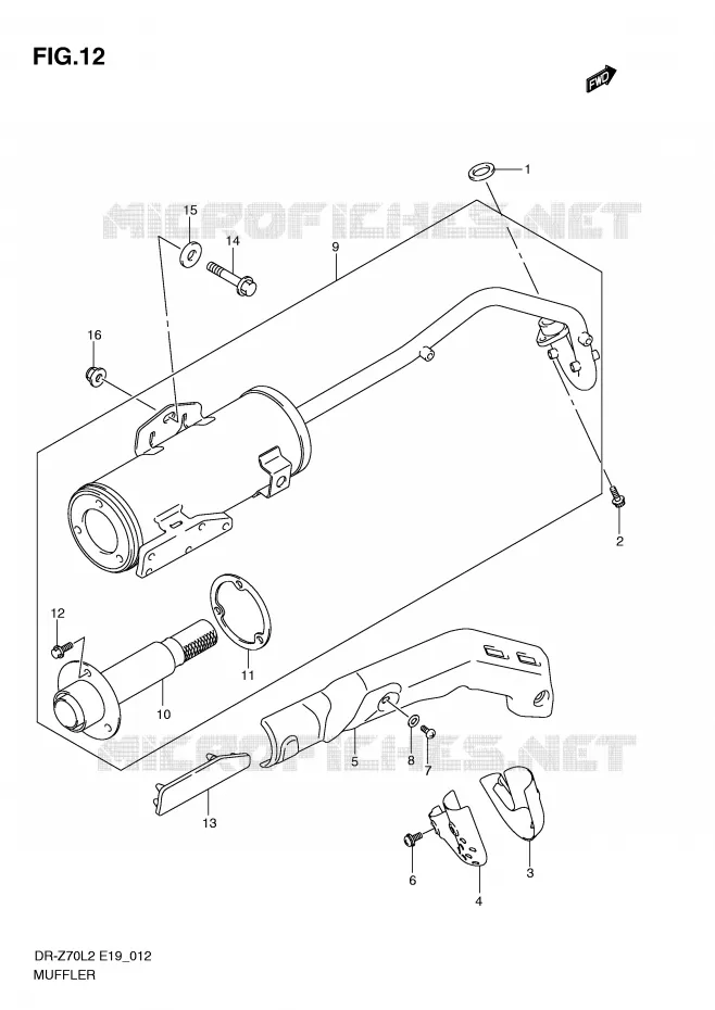 MUFFLER Suzuki MOTO 70 DR-Z 2012  DR-Z70L2(E19)
