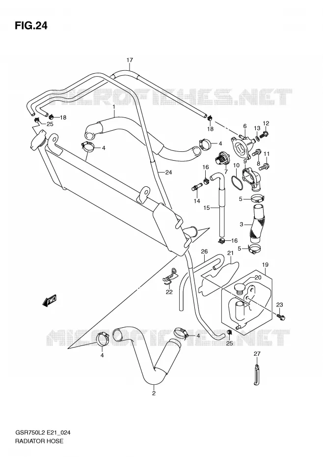 RADIATOR HOSE - EXPANSION TANK Suzuki MOTO 750 GSR 2012  GSR750AL2(E21)