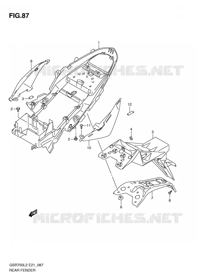 REAR FENDER (GSR750L2 E21) Suzuki MOTO 750 GSR 2012  GSR750AL2(E21)