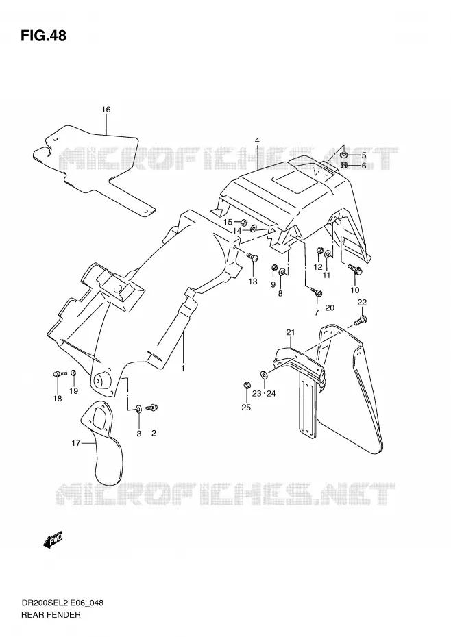 REAR FENDER Suzuki MOTO 200 DR 2012  DR200SEL2(E06)