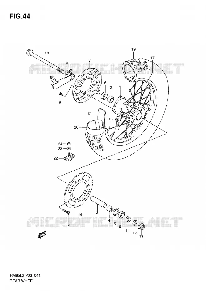 REAR WHEEL (RM85L2 P03) Suzuki MOTO 85 RM 2012  RM85L2(P03)