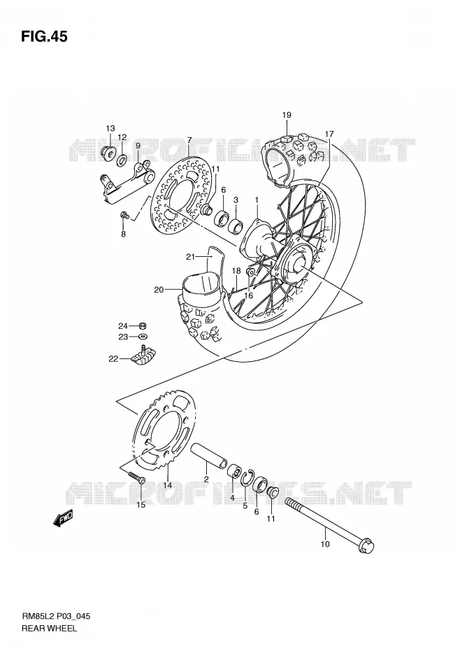 REAR WHEEL (RM85LL2 P03) Suzuki MOTO 85 RM 2012  RM85LL2(P03)