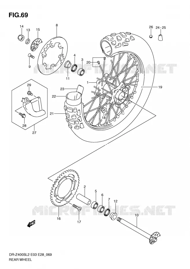 REAR WHEEL Suzuki MOTO 400 DR-Z 2012  DR-Z400SL2(E03)