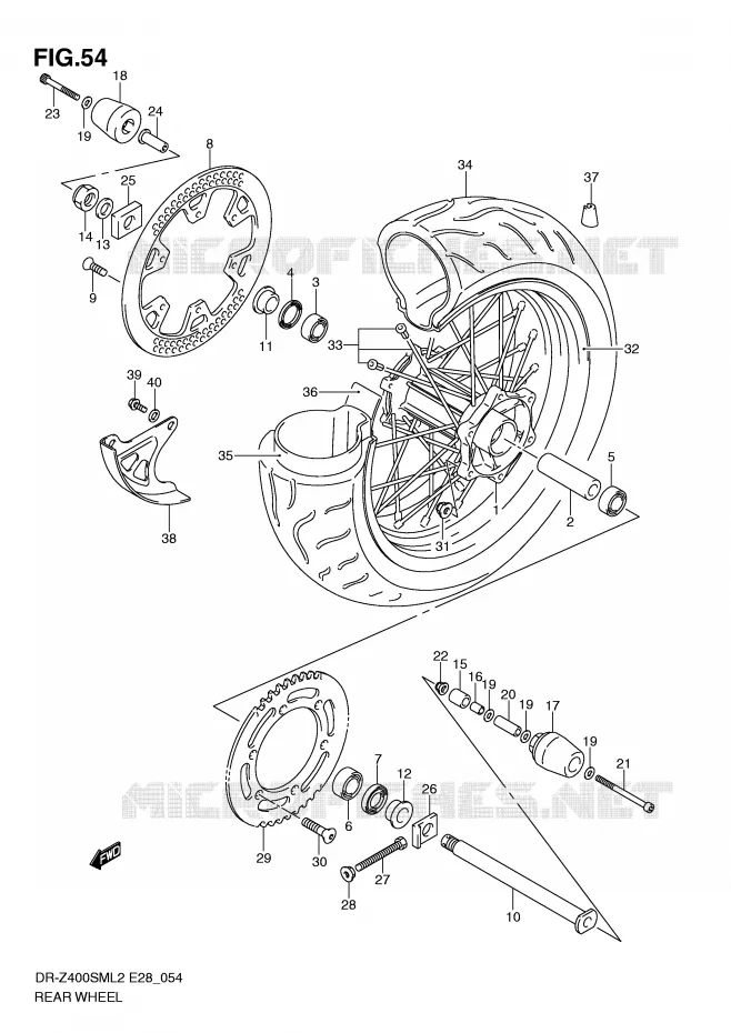 REAR WHEEL Suzuki MOTO 400 DR-Z 2012  DR-Z400SML2(E28)
