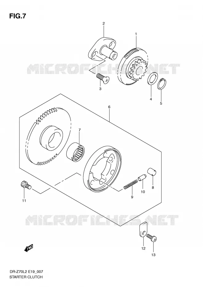 STARTER MOTOR CLUTCH Suzuki MOTO 70 DR-Z 2012  DR-Z70L2(E19)