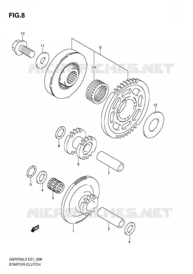 STARTER MOTOR CLUTCH Suzuki MOTO 750 GSR 2012  GSR750AL2(E21)