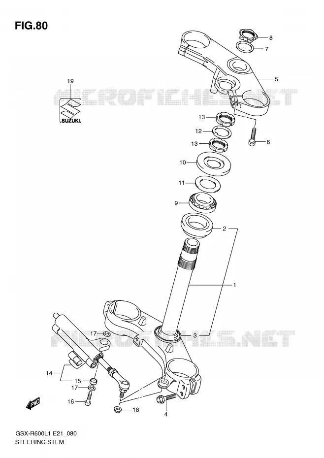 STEERING COLUMN Suzuki MOTO 600 GSX-R 2011  GSX-R600L1(E21)