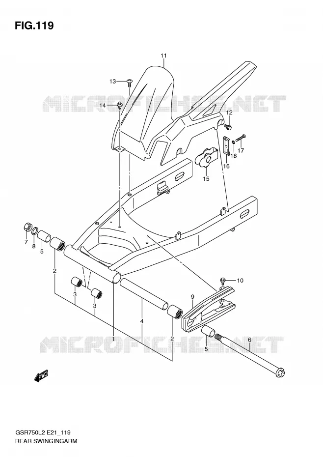 SWINGARM Suzuki MOTO 750 GSR 2012  GSR750L2(E21)