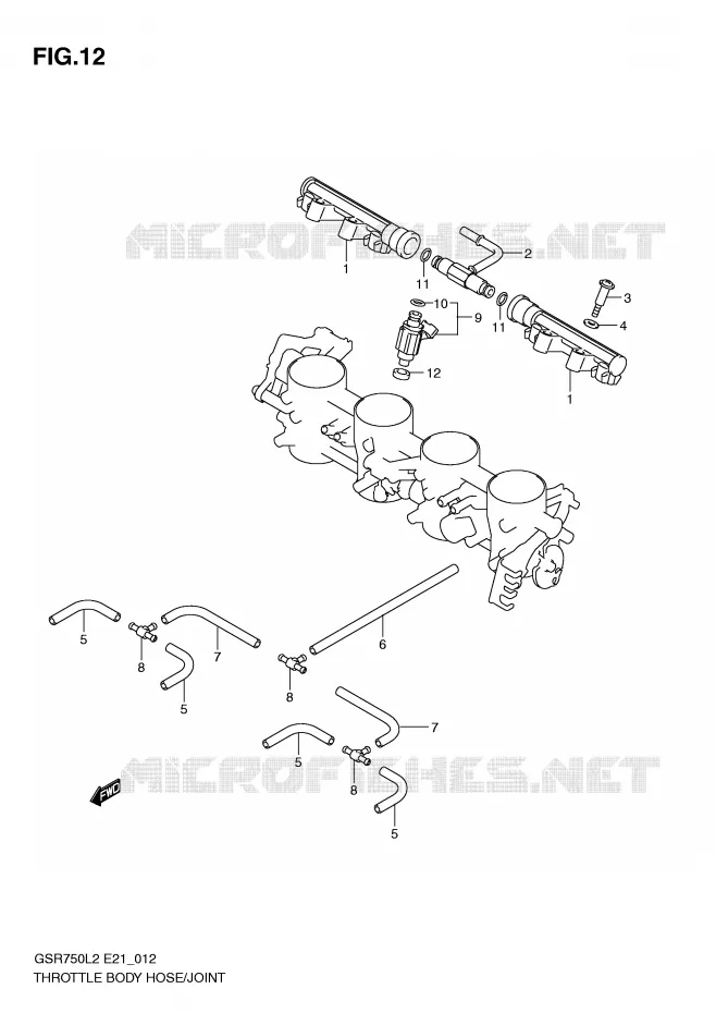 THROTTLE BODY HOSE/JOINT Suzuki MOTO 750 GSR 2012  GSR750AL2(E21)