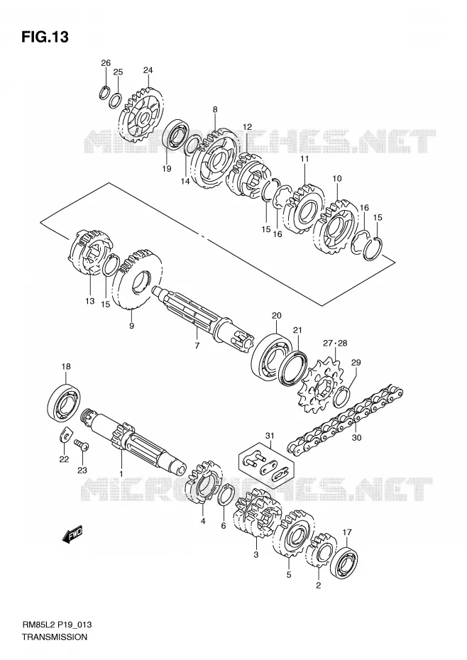 TRANSMISSION (RM85LL2 P19) Suzuki MOTO 85 RM 2012  RM85LL2(P19)