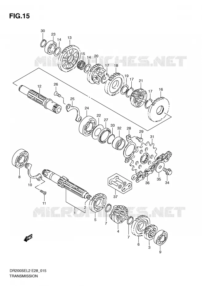 TRANSMISSION Suzuki MOTO 200 DR 2012  DR200SEL2(E28)