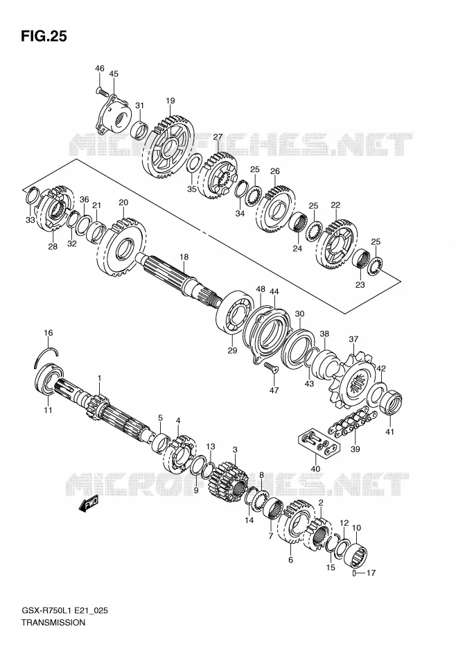 TRANSMISSION Suzuki MOTO 750 GSX-R 2011  GSX-R750L1(E21)